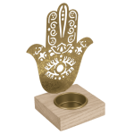 OOTB Goldener Metall-Teelichthalter mit Holzfuss