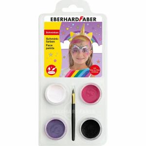 Eberhard Faber 579023 - Schminkfarben-Set Einhorn mit 4 Farben, Pinsel und Anleitung, wasserlöslich, schnell trocknend, Schmink-Set für Kinder zum Bemalen von Gesichtern