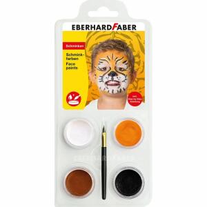 Eberhard Faber 579025 - Schminkfarben-Set Tiger mit 4 Farben, Pinsel und Anleitung, wasserlöslich, schnell trocknend, Schmink-Set für Kinder zum Bemalen von Gesichtern