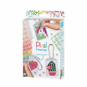 Pracht Creatives Hobby Pixel P20131 Mosaik Medaillon Mädchen, Schlüssel-Anhänger für Kinder zum Selbstgestalten, kinderleichtes Stecksystem, ohne Bügeln u. Kleben, Steinchen aus Biokunststoff