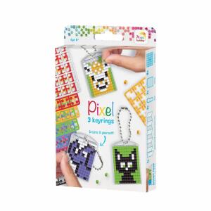 Pracht Creatives Hobby Pixel P20130 Mosaik Medaillon Tiere, Schlüssel-Anhänger für Kinder zum Selbstgestalten, kinderleichtes Stecksystem, ohne Bügeln u. Kleben, Steinchen aus Biokunststoff