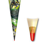 Motiv-Schultüte Robo-Rex 70cm rund Rot(h)-Spitze Filzverschluss Folie