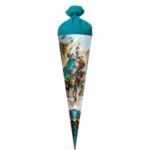 Motiv-Schultüte Ritter 70cm rund Rot(h)-Spitze Filzverschluss