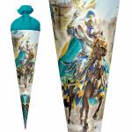 Motiv-Schultüte Ritter 70cm rund Rot(h)-Spitze Filzverschluss