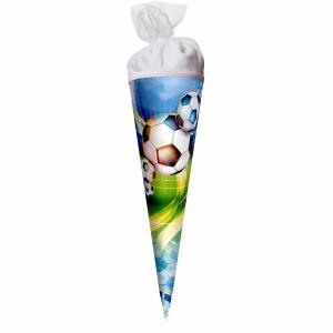 Motiv-Schultüte Fußball 50cm rund Tüllverschluss