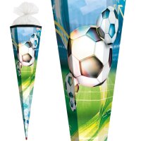 Motiv-Schultüte Fußball 85cm eckig Rot(h)-Spitze Tüllverschluss