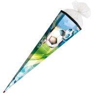 Motiv-Schultüte Fußball 85cm eckig Rot(h)-Spitze Tüllverschluss