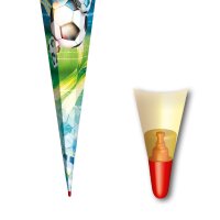 Motiv-Schultüte Fußball 85cm eckig Rot(h)-Spitze Tüllverschluss