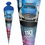 Motiv-Schultüte Polizei 110 70cm rund Rot(h)-Spitze Filzverschluss