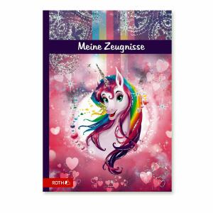 Roth Zeugnismappen mit Design Einhornportrait, 10 Einlagen, A4