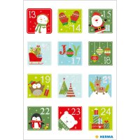 Herma Sticker DECOR Weihnachten Adventskalenderzahlen Kinder beglimmert 2 Bl