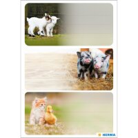Herma Schuletiketten 76 x 35 mm Bauernhoftiere 3 Bl 9 Etik.
