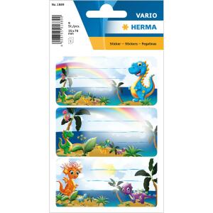 Herma Schuletiketten 76 x 35 mm Dinos 3 Bl 9 Etik.