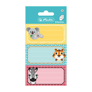 Herlitz Buchetiketten Cute Animals FSC 3 Bogen á 3 Stück, selbstklebend