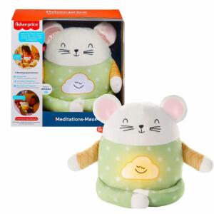 Fisher-Price HHH44 - Meditations-Maus – Deutsche Version, Plüschtier mit beruhigenden Klängen, geführter Meditation und Musik für Kinder, Babyspielzeug ab 2 Jahren