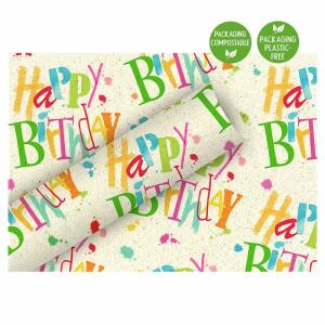 BRAUN & COMPANY  Geschenkpapier 70cmx1,5m  Birthday Dance, Graspapier, By nature, Braun & Company