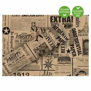 BRAUN & COMPANY  Geschenkpapier 70cmx2m  News schwarz, Kraftpapier 100% recycelt, By nature, Braun & Company