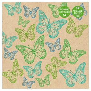 BRAUN & COMPANY  Servietten 33x33cm  Melody natur-blau, 3-lagig, 20 Stück, recyceltes Tissue, Farben auf, Wasserbasis, By Nature, Braun & Company