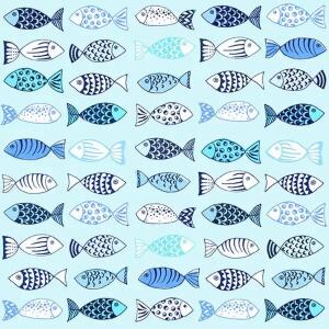 BRAUN & COMPANY  Servietten 33x33cm  Many Fishes, 3-lagig, 20 Stück, Partytime, Braun & Company