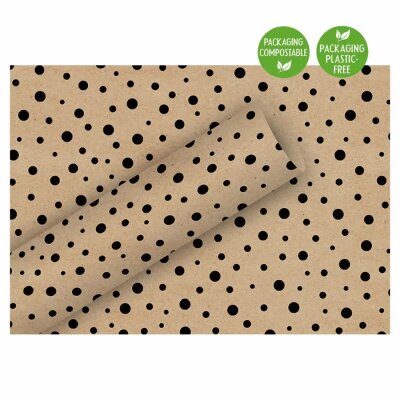 BRAUN & COMPANY  Geschenkpapier 70cmx2m  Polka Dots, Kraftpapier, 100% recycelt, By nature, Braun & Company