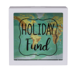 OOTB Weiße Spardose Holiday Fund Weltkarten-Design