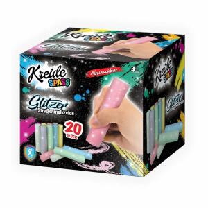 Xtrem Toys 00366 Outdoor Straßenmalkreide mit Glitzer, 20 Stangen im Karton, Kreide für Kinder zum Bemalen von Asphalt-und Pflasterflächen, 10.5 cm hoch, Durchmesser ca. 2.2 cm