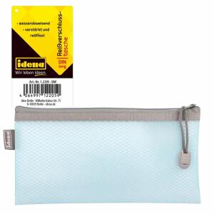 IDENA  Reißverschlusstasche DL  Idena Mesh blau, Maße: 33 x 11,5 x 2 cm, zum Aufbewahren, Transport und Schutz verschiedener Dinge,, wasserabweisende Oberfläche, mit Bändchen am Zipper,