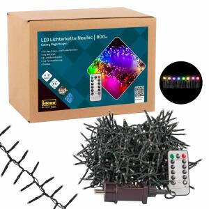 IDENA  Idena Galaxy Lichterkette  Newtec 800 LED Regenbogen, mit Fernbedienung, 8h Timer, mit Dimmer, 8 Lichtmodi,, für Innen und Außen, Zuleitung 5m, Lampenabstand 1,6cm,, Gesamtlänge 17,8m