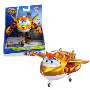 Super Wings EU750231 - Transformations-Flugzeug Golden Boy, ca. 17 cm große Spiel-Figur für Kinder, verwandelbares Spielzeug-Flugzeug und Roboterfigur