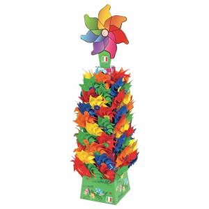 GIOBAS  Windmühle D20x76cm bunt  5fach sortiert, auf Holzstab, Durchmesser 20 cm, Höhe 76 cm,, Giobas