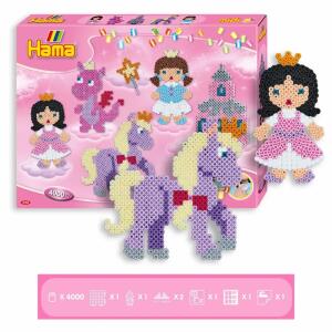 Hama Perlen 3158 Großes Geschenk-Set Fantasy Fun mit ca. 4.000 bunten Midi Bügelperlen mit Durchmesser 5 mm, 2 Stiftplatten, inkl. Bügelpapier, kreativer Bastelspaß für Mädchen, Mehrfarbig