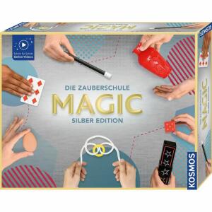 KOSMOS 601799 Die Zauberschule MAGIC Silber Edition, schnell Zaubern lernen, 35 Zauber-Tricks, viele Zauber-Utensilien, Zauberkasten für Kinder ab 8 Jahre und Einsteiger, Magie in 3 Level