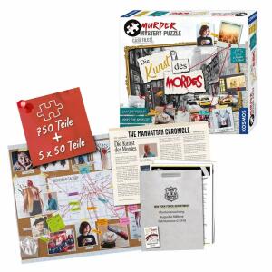 KOSMOS 682187 Murder Mystery Puzzle - Die Kunst des Mordes, Erlebnispuzzle, Puzzle meets Crime, alleine oder im Team, ab 16 Jahren, mehrere Puzzles und zahlreiche Unterlagen als Beweisstücke, Krimi