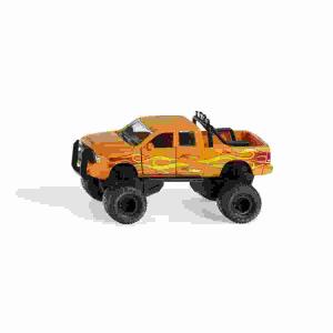 siku 2358, Dodge RAM 1500 mit Ballonreifen, Spielzeug-Auto, 1:50, Metall/Kunststoff, Schwarz/Orange, Wechselbare Räder, Tür, Motorhaube und Heckklappe zum Öffnen