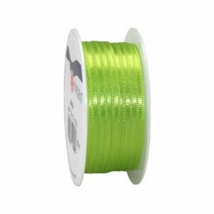 Satinband 3mmx10m maigrün, Kunststoffspule zu 100 % aus Recyclingmaterial, Präsent