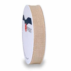 Geschenkband 15mmx2m Leinen natur, Kunststoffspule zu 100 % aus Recyclingmaterial, Präsent