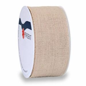 Geschenkband 40mmx2 m Leinen natur, Kunststoffspule zu 100 % aus Recyclingmaterial, Präsent