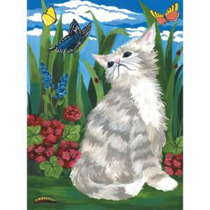 Malen nach Zahlen Junior 33x24cm Kätzchen, mit Schmetterling, Set mit Pinsel, Acrylfarben, Malkarton, und Anleitung, ab 8 Jahren, Pracht