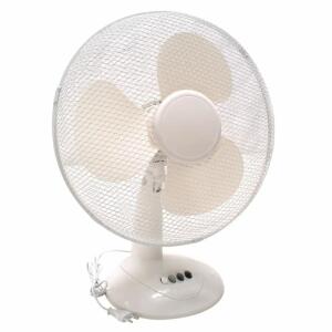 Tischventilator D30cm 3 Stufen 45W weiß, oszillierend, 150cm Kabellänge, 220-240V, 50Hz,
