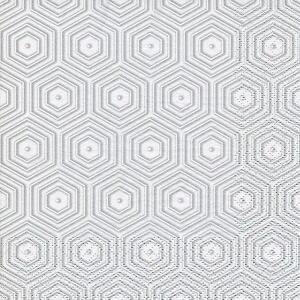 Servietten 33x33cm Geometric Hipster silver, silver/white, 3-lagig, 20 Stück, ti-flair