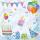 Servietten 24x24cm Fête dAnniversaire bleu, 3-lagig, 20 Stück, ti-flair