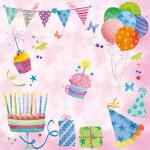 Servietten 24x24cm Fête dAnniversaire rose,...