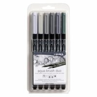 Lyra Aqua Brush Duo Grautöne, Set mit 6 Farben
