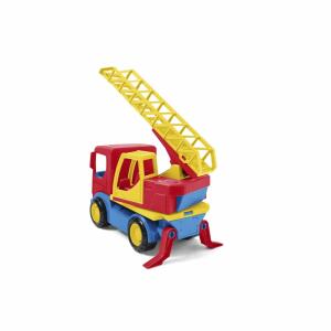 Wader 35319 - Tech Truck Feuerwehr mit Leiter, drehbarem Aufsatz, Standfüßen und stabilen Stahlachsen, ca. 23,5 x 11,5 x 28 cm groß, ab 12 Monaten, ideal als Geschenk für kreatives Spielen
