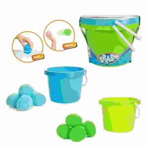 Toi-Toys wiederverwendbare Wasserbomben für Wasserschlacht - Wasserbälle Set mit 2 Eimern - blau und grün - Wasser-Softball - 10 Stück