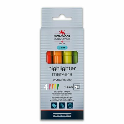 KOH Textmarker Keilspitze Strichstärke 1-5mm Jumbo 4er-Set