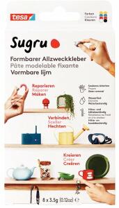 Formbarer Allzweckkleber Sugru, 8er-Pack (8 x 3,5 g), 2 x rot, 2 x blau 2 x gelb, 1 x schwarz, 1 x weiß
