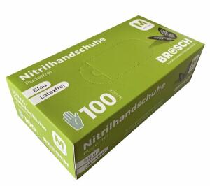 Nitril Einweghandschuh, blau, Größe M, Acrylnitril-Butadien-Kautschuk puderfrei, unsteril, latexfrei, mit Rollrand, beidhändig passend, allergenarm. VE = 1 Schachtel = 100 Stück.