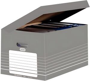 ELBA Archivbox mit Klappdeckel "tric", Archivierung Ordnern grau /weiß