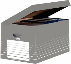 ELBA Archivbox mit Klappdeckel "tric", zur Archivierung Ordnern aus Karton, grau /weiß